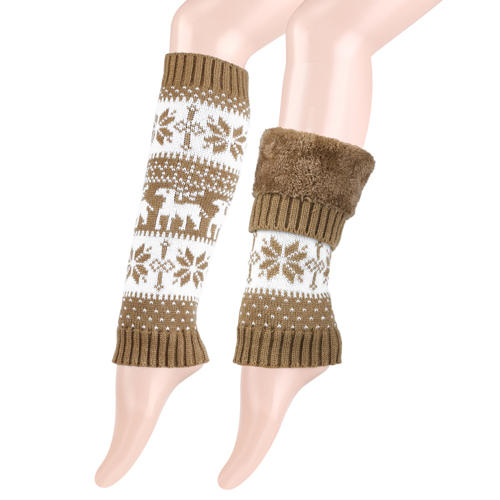 Knit Thicken Boot Socks Thermal Wool Knitted Deer Pattern Female Leg Warmer
